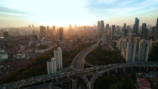 上海立交桥高架路日落