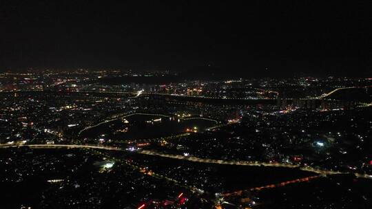 泉州大景500米高空航拍泉州市区夜景城市
