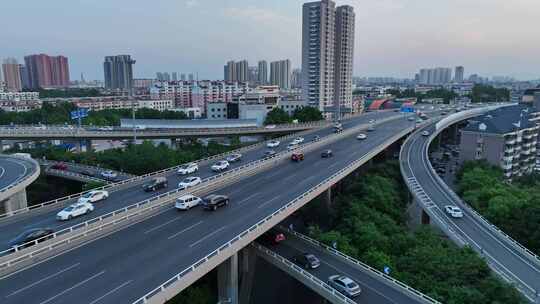 航拍城市快速路立交桥近景