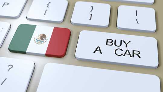 墨西哥国家国旗和按钮与买车文字动画视频素材模板下载