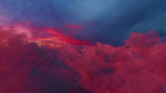 航拍日落红云景观