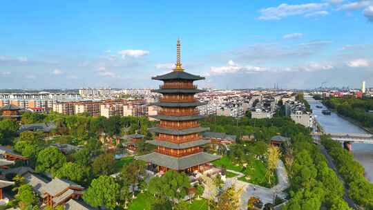 航拍上海古寺 上海宝山寺