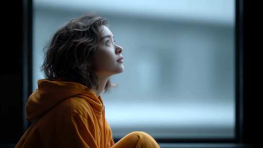 年轻女性眺望远方思考未来