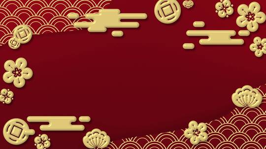 3d动画中国春节带有中国装饰的背景