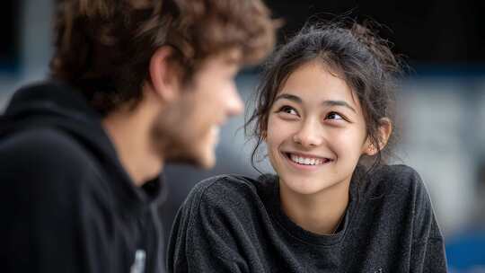 青春洋溢的笑容，美好瞬间定格