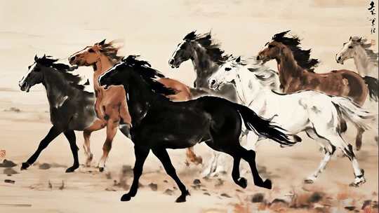 2026马年水墨骏马奔腾大气背景视频