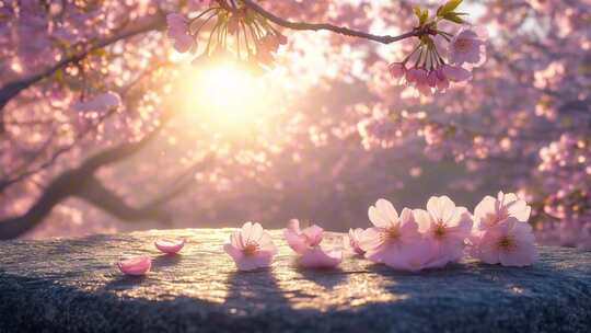 樱花桃花花朵蜜蜂采蜜花开开花延时ai素材