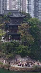 竖版航拍衡阳石鼓书院4A景区