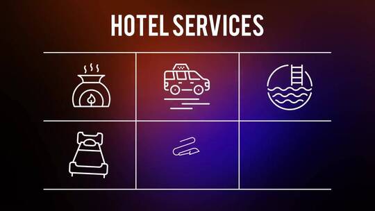酒店服务25个轮廓图标AE模板