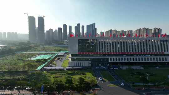 福建省漳州市行政服务中心航拍视频素材模板下载