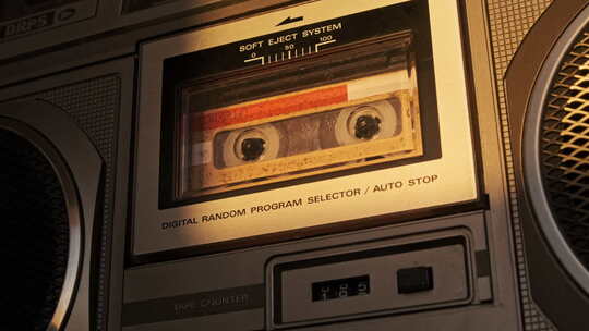 老式录音机中的盒式磁带播放