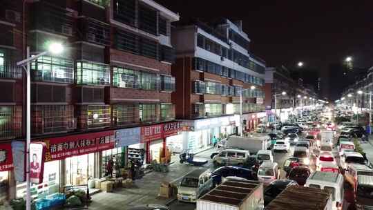义乌北下村街道夜景航拍