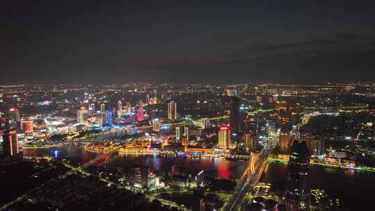 宁波CBD夜景航拍视频素材模板下载