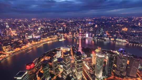 上海夜景俯瞰视角璀璨灯光都市风光