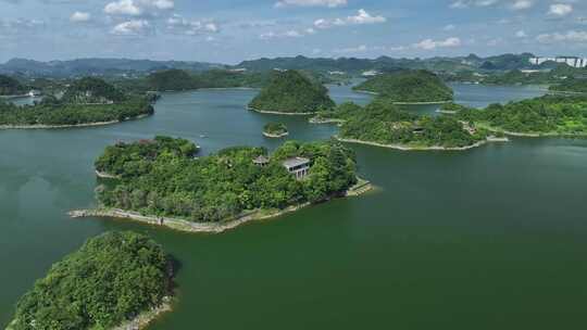 贵州贵阳市百花湖风景区航拍自然风光