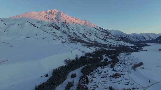 新疆北疆阿勒泰喀纳斯冬季雪景童话世界航拍