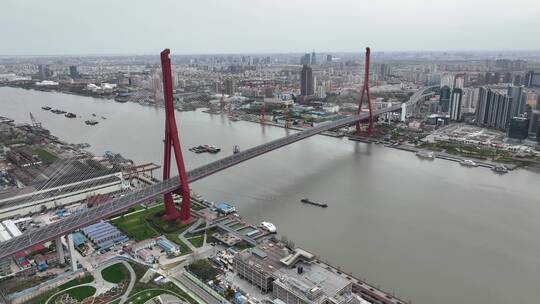 上海杨浦大桥无车，空桥视频素材模板下载