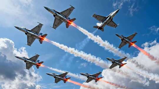 多架战斗机空中编队飞行