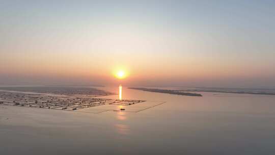 4K航拍阳澄湖夕阳日落