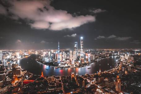 5K航拍上海城市风光宣传片黑金调色