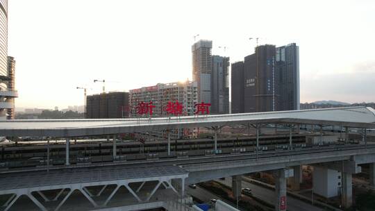 原创广州新塘高铁站4K航拍