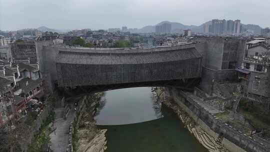 湖南湘西吉首市乾州古城建筑万溶江航拍风光