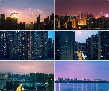 丁达尔光日落延时日转夜延时城市夜景延时高清在线视频素材下载