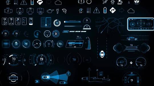 200种未来数字科技感汽车UI界面图形动画