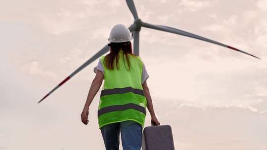 4K女工程师带着无人机前往风力发电现场