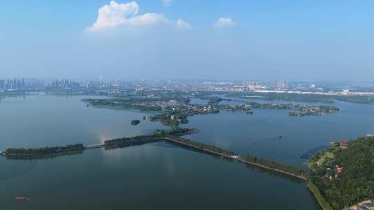 武汉东湖绿道大景航拍东湖生态旅游风景区