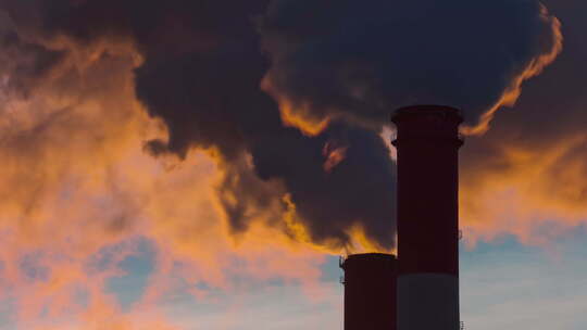 工业排放烟囱气体污染大气