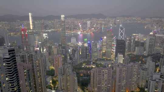 香港 维多利亚港夜景航拍
