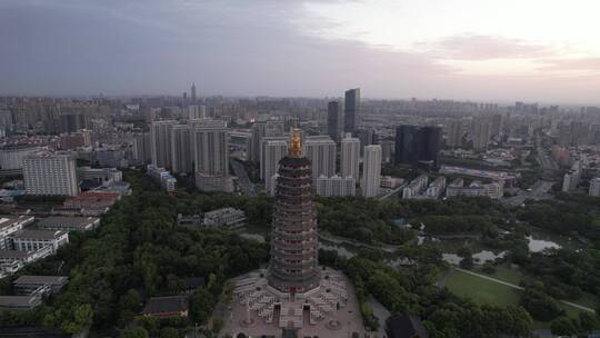 江苏常州天宁禅寺天宁宝塔航拍