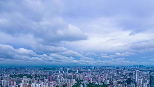 广州城市建筑群与天空白云航拍延时风光