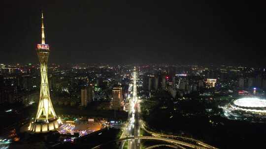 河南郑州夜景航拍