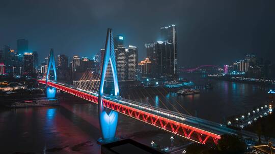 重庆_东水门长江大桥_朝天门来福士夜景
