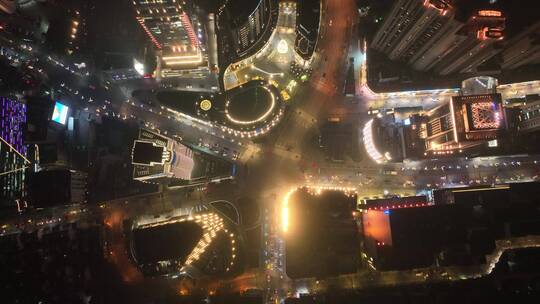 南京西路石门一路夜景航拍