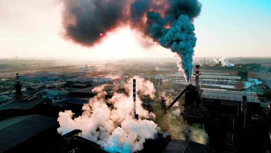 工厂污染 热电站 烟囱 冒烟 大气工业污染