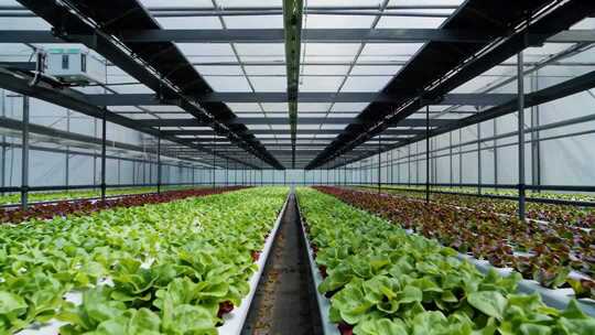 温室大棚内蔬菜种植场景