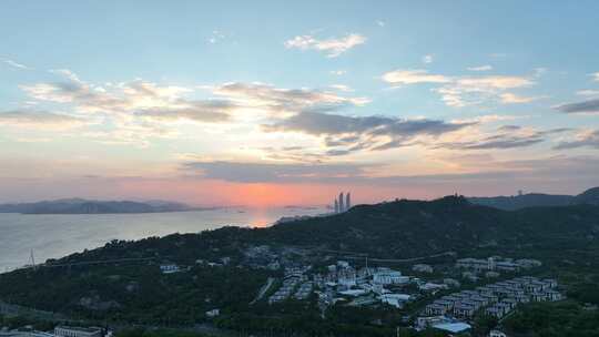 厦门海岸线日落风光航拍环岛路大海黄昏风景