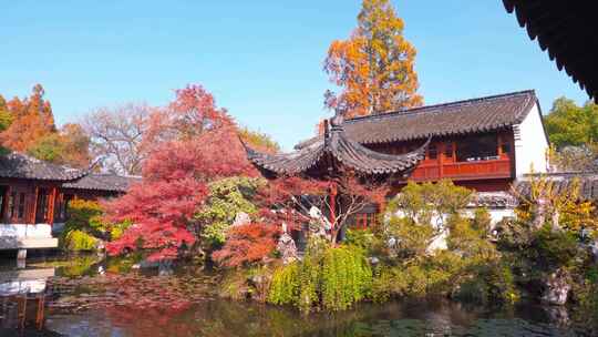 杭州西湖郭庄中式园林秋天风景