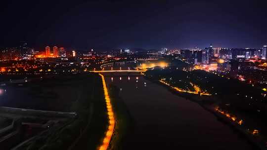 4k30帧义乌宾王大桥夜景航拍最新