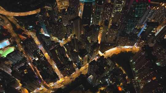 香港密集建筑夜景航拍视频4K30P