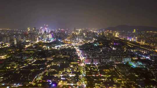 江苏南京城市夜景南京城墙中华门航拍延时