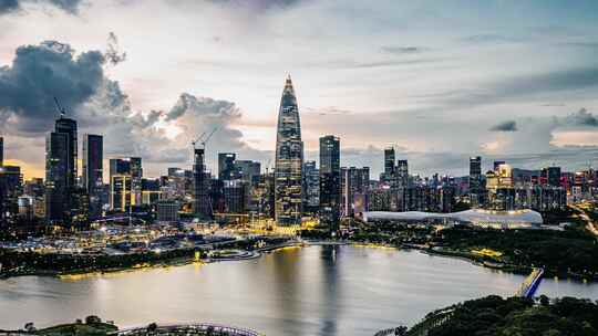 深圳湾夜景航拍延时视频