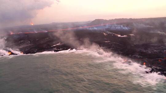 航拍火山喷发视频素材模板下载