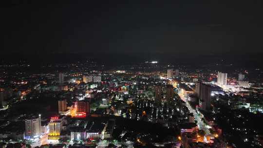 合集广西来宾城市夜景灯光交通航拍