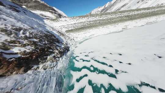 冰冻，湖，雪，山