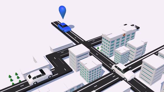 城市物流配送 三维定位概念动画