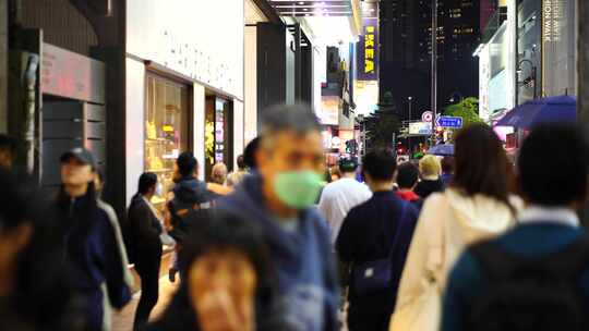 香港街头行人街道人流步行街人群人来人往